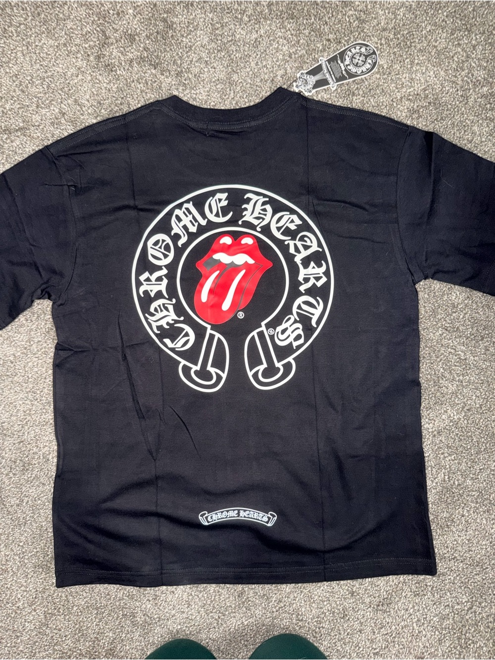 Chrome Hearts Black Short Sleeve Tee with Red Tongue Graphic